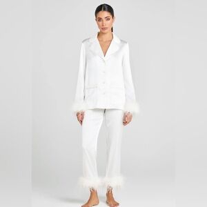 NADINE MERABI White Satin Bridal  Pajamas